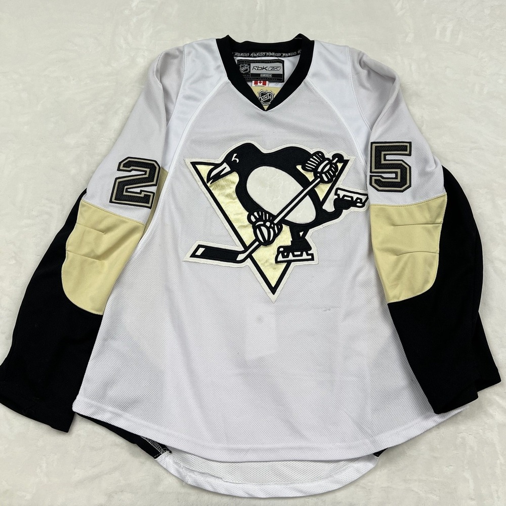 Reebok CCM NHL Jersey Mens 52 White Pittsburgh Penguins Talbot 25 Fight Strap